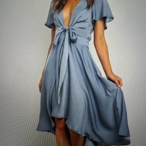 Petal + Pup Light Blue Silk Dress